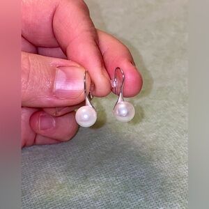Classic White Pearl Drop Earrings - Elegant Women's Jewelry.925 Sterling Silver
